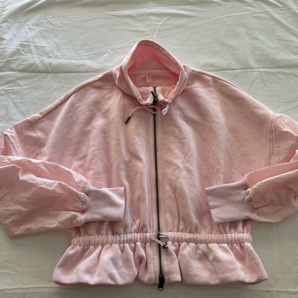 Free People Movement Full Zip Cropped Jacket size small pink